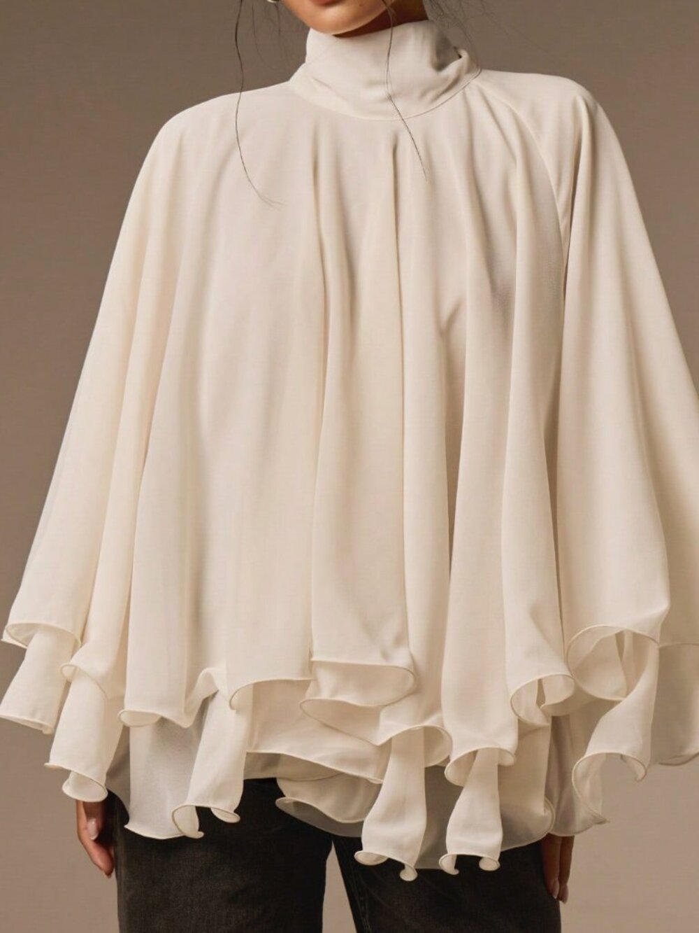Apricot Elegant Women's Casual French Pleated Chiffon Blouse